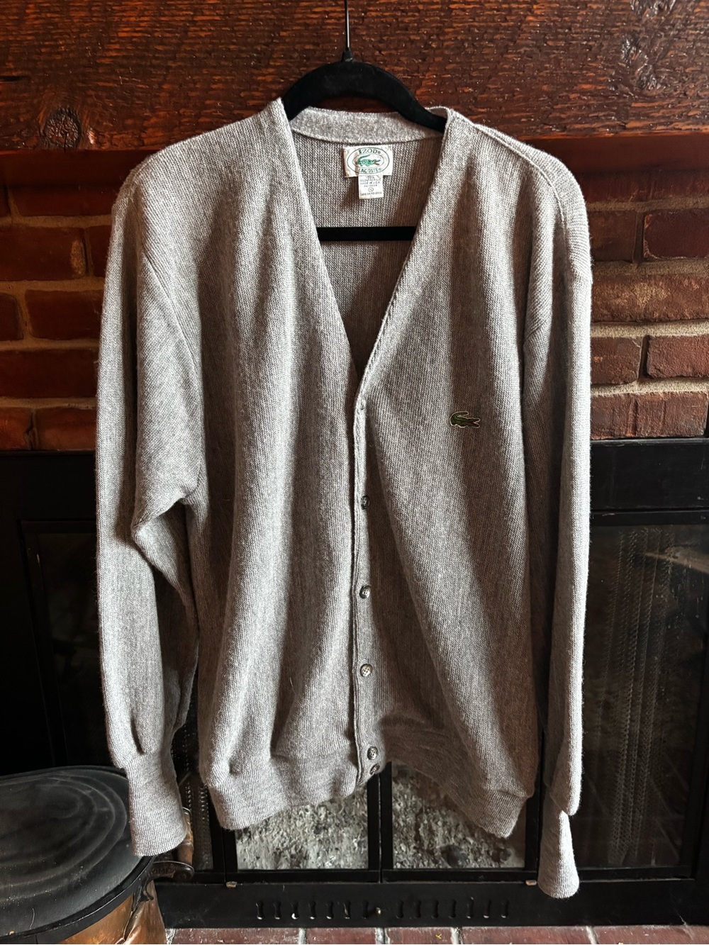 Vintage Izod Lacoste Heather Grey Cardigan Sweater XL | USA Made